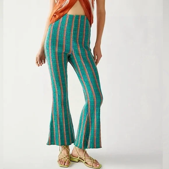 Free People Multicolor Striped Flare Pants - Picture 1 of 9